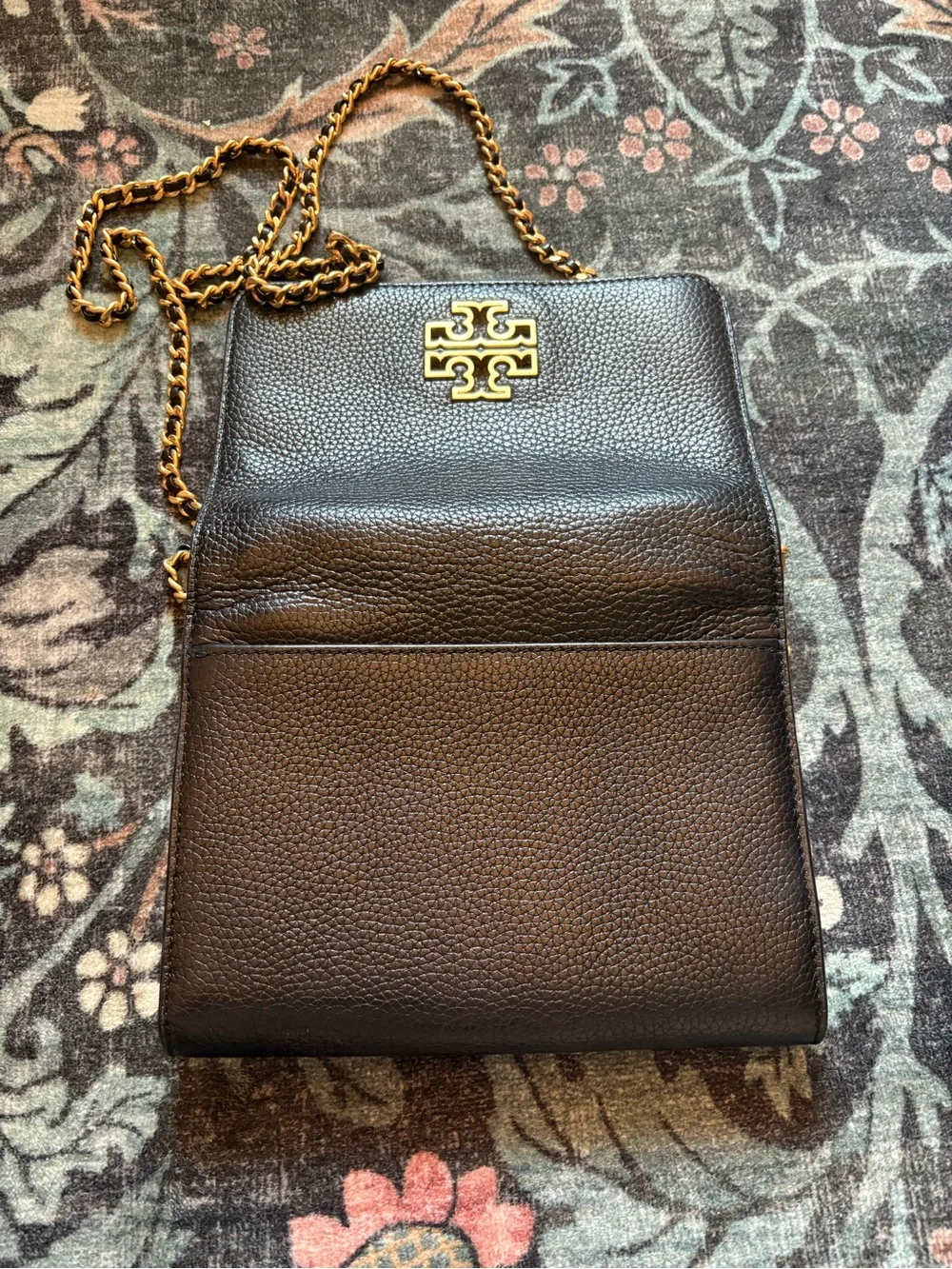 Tory Burch Black Pebbled Leather Chain Crossbody